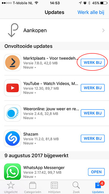 De App updaten in iOS